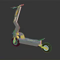 Modern Foldable Electric Scooter With Metallic Silver And Yellow Accents On Dark Reflective Surface