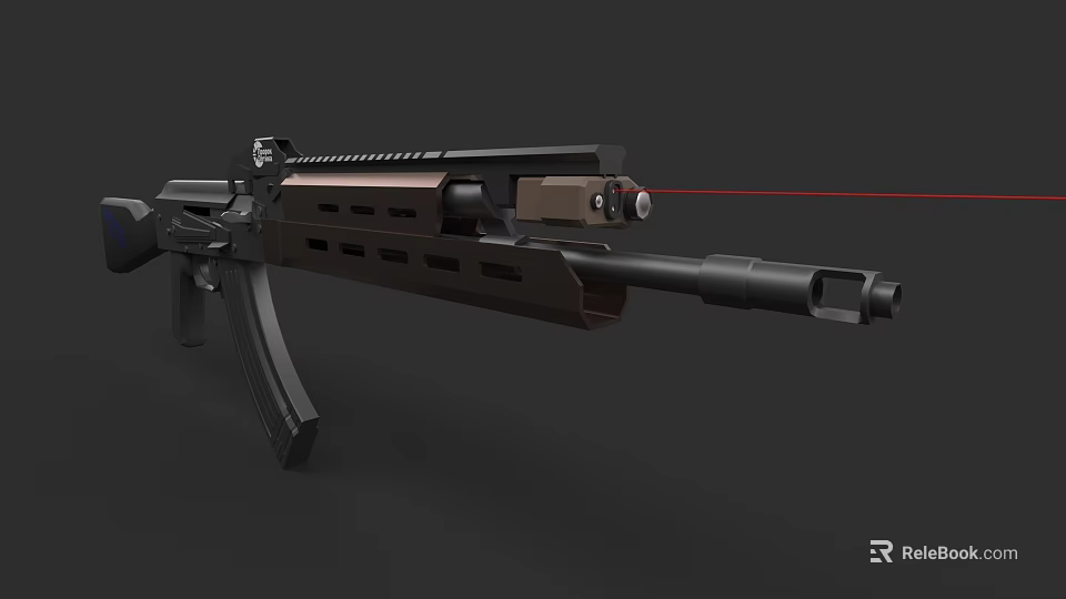 Tactical Military Rifle With Red Laser Sight And Black Brown Finish 3d model 