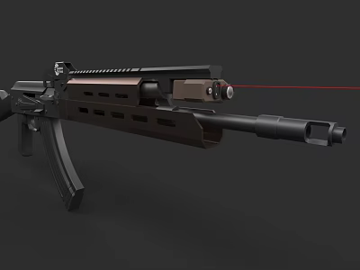 Tactical Military Rifle With Red Laser Sight And Black Brown Finish 3d model