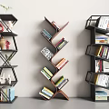 Modern Geometric Shelving Units With Black And Brown Design For Books And Decor