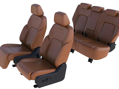Brown Leather Car Seats Front And Rear For Automotive Interior Comfort 3d model