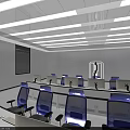 Modern Monitoring Room With Large Display Screens Data Visualization Charts And Ergonomic Workstations