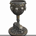 Ornate Vintage Goblet With Skull Decorations Spider Legs And Base Design