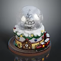 Festive Snow Globe Decor With Christmas Tree Small House Train Clock And Stars