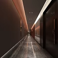 Elegant Modern Elevator Hallway Design With Polished Marble Floor And Recessed Lighting