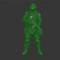 Tactical Military Soldier in Camouflage Uniform With Helmet Red Cross Insignia And Rifle