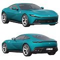 Turquoise Ferrari Sports Car With Sleek Aerodynamic Design And Stylish Alloy Wheels