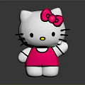 Hello Kitty Silver Figure In Pink Dress With Pink Bow And Waving Hand