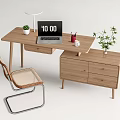 Nordic Desk and Chair Desk and Chair Combination Computer Table and Chair Combination Ornaments Computer Desk 3d model