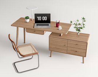 Nordic Desk and Chair Desk and Chair Combination Computer Table and Chair Combination Ornaments Computer Desk 3d model