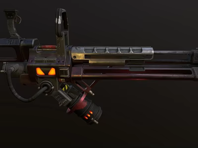 Futuristic Sci-Fi Weapon Featuring Mechanical Design Orange Glowing Parts And Long Barrel 3d model