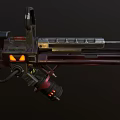 Futuristic Sci-Fi Weapon Featuring Mechanical Design Orange Glowing Parts And Long Barrel