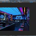 Stylish Bar Interior Design With Colorful Neon Lights Large Screens And Seating Areas