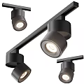 Modern Track Downlights Spotlights Black Fixture With Multiple Adjustable Heads 3d model