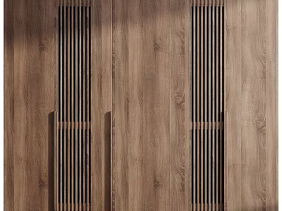 Modern Wooden Dresser With Vertical Stripes Design And Natural Wood Grain 3d model