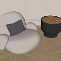 Single Sofa Casual Sofa Lazy Sofa Small Coffee Table 3d model