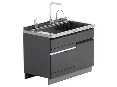 Modern Bathroom Vanity with Sink Faucet Drawers and Storage Countertop 3d model