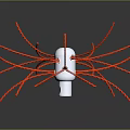 Futuristic Sci Fi Scene With Metallic Core And Red Radial Structures On Dark Background
