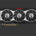 Radeon Triple Fan Graphics Card With Black Red Metallic Design For Computer Builds