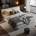 Double bedside table chandelier carpet pillow ornaments 3d model