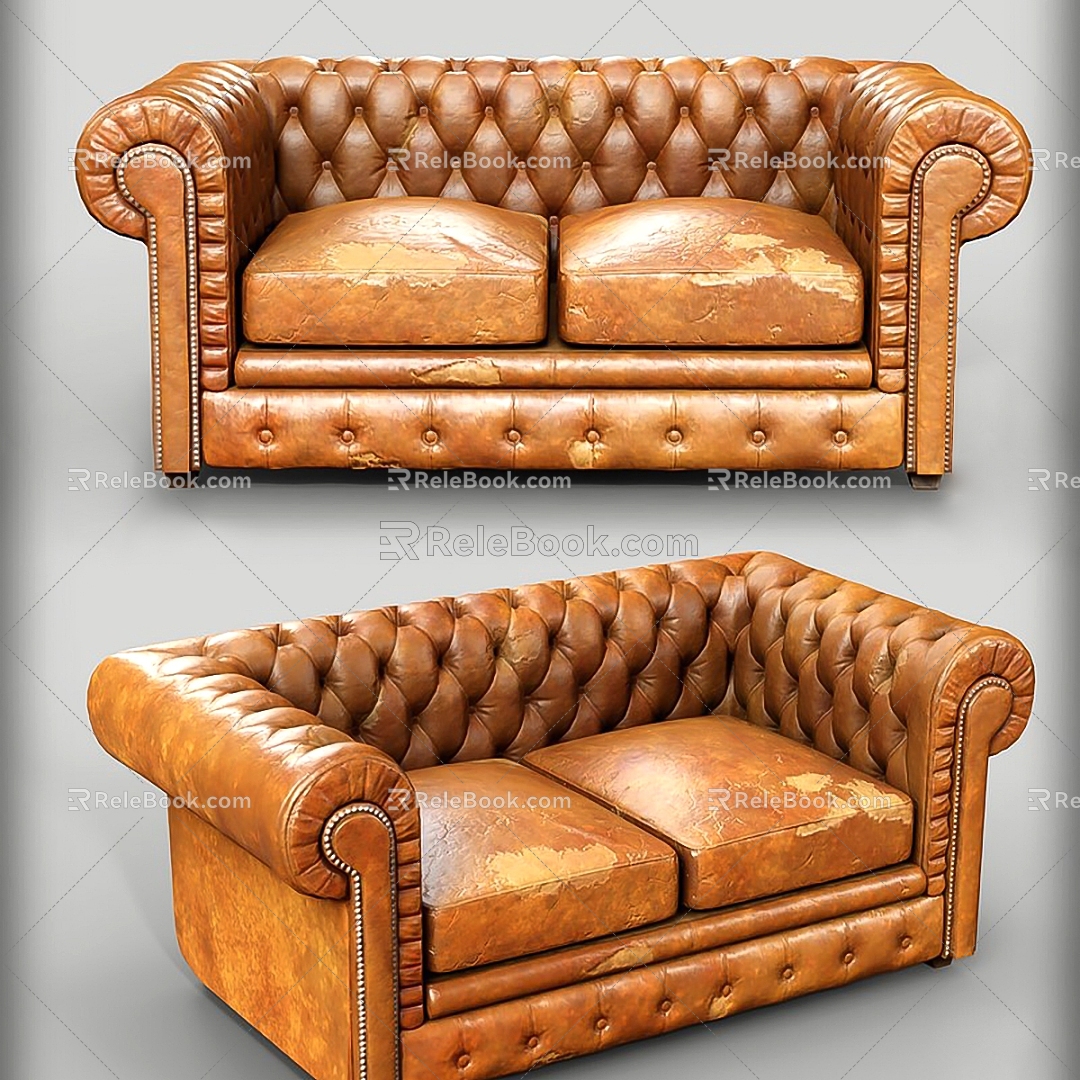 Jane Europe Double Sofa Leather Sofa 3d model