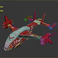 Red Futuristic Aircraft With Sleek Aerodynamic Design And Multiple Engines Shiny Surface