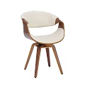 Modern Minimalist Dining Chair With Wooden Frame And Beige Curved Seat