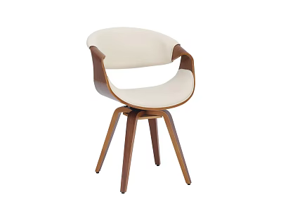 Modern Minimalist Dining Chair With Wooden Frame And Beige Curved Seat 3d model