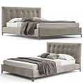 Modern Double Bed Design With Tufted Gray Headboard Soft Blanket And White Sheets 3d model