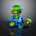 Game Movie Character Green Blue Robot With Big Eyes Headphones Mechanical Seat And Small Round Device