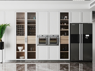 Cabinet West Kitchen Cabinet Wine Cabinet Refrigerator 3d model