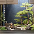 Japanese Courtyard Garden Design With Pine Tree Rocks Lantern And Greenery