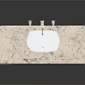 Elegant Marble Vanity With Brass Faucet And Wooden Carved Legs
