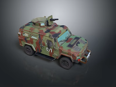 Military Tank With Camouflage Paint Mounted Weapon System And Number 621 Military Design 3d model