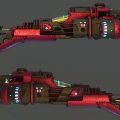 Futuristic Sci Fi Spaceship With Detailed Red Brown Mechanical Industrial Design