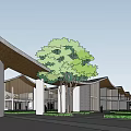 Scenic Cultural Center Complex With Lush Trees Green Spaces And River Views