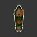 Green And White Fishing Boat With Orange Net Cabin And Ladder Exterior