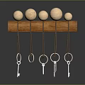 Minimalist Decorative Ornament Set with Wooden Base Spheres Chains and Key Pendants for Home Decor