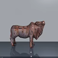 Hand Carved Painted Ox Sculpture With Decorative Patterns On Smooth Reflective Surface 3d model