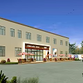 Gas Station With Red Canopy Fuel Pumps And Pedestrians Nearby Vehicles