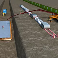 Active Construction Site With Workers Operating Concrete Pump And Building Materials