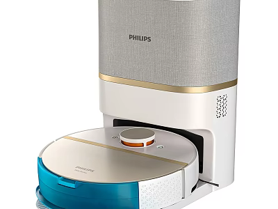 Philips Smart Machine Robot Vacuum With Automatic Dust Collection Charging Base White Gold Design 3d model