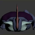Fantasy SciFi Humanoid Creature Character Standing With Blue Body Cyan Torso Red Crest Purple Markings
