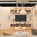 Bright Natural Wood Styled Mall Hall Display With Cozy Complete Set Of Home Furniture