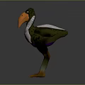 Fantasy Flying Animal with Orange Beak Green Body Purple Underbelly and Silver Armor