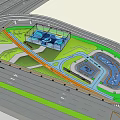 Scenic Urban Park Landscape With Colorful Running Tracks Playground And Lush Greenery