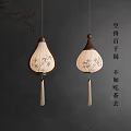 Chinese Zen Style Pendant Lights With Bamboo Leaf Pattern Lampshades And Tassel Decor