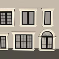 Modern Casement Windows with Various Designs White Frames and Black Sashes 3d model