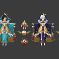 Game And Movie Characters With Colorful Costumes Diverse Hairstyles And Unique Weapons