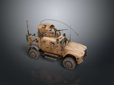 Tan Colored Military Tank With Armored Body Antenna Mounted Weaponry And Worn Exterior 3d model